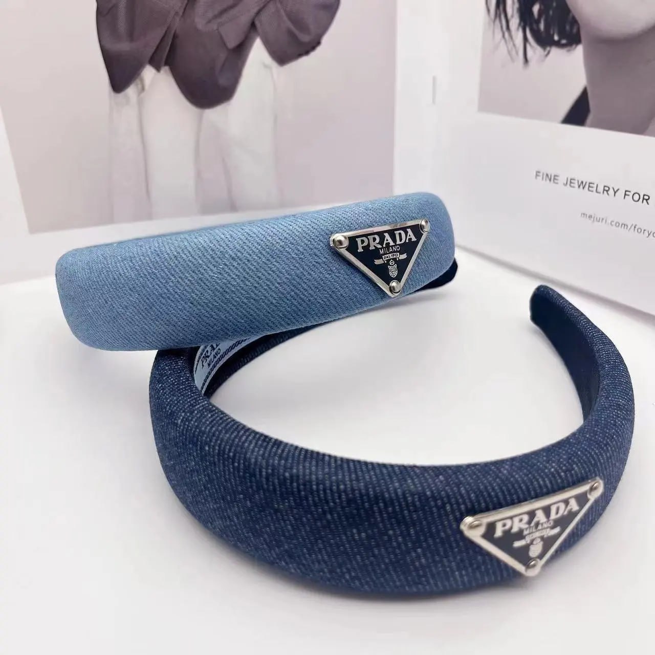 Prada Triangle Logo Denim Headbands [2 styles]